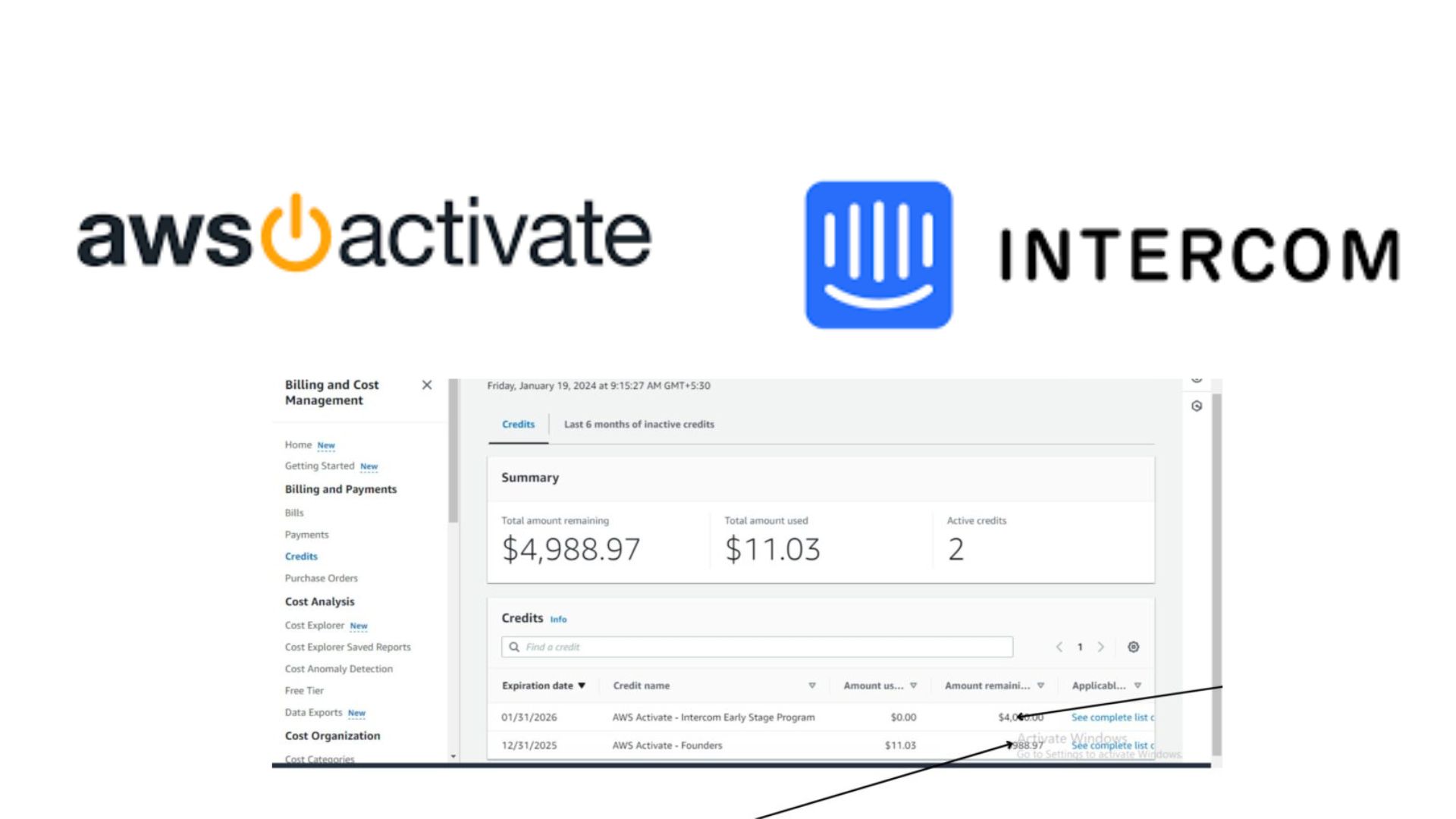 AWS Activate credit with Intercom
